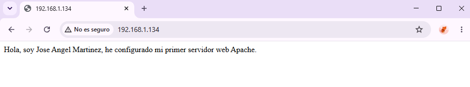 Página HTML propia publicada mediante Apache