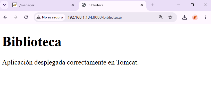 Aplicación desplegada en Tomcat
