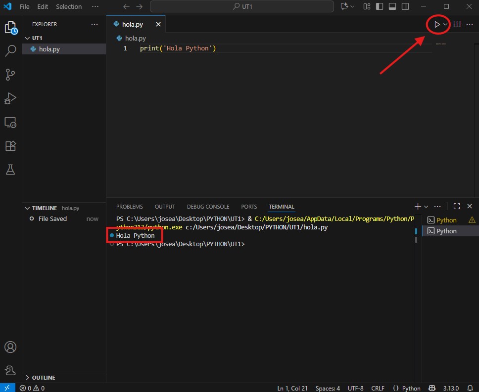 Ejecutando Python Ejecutando Python